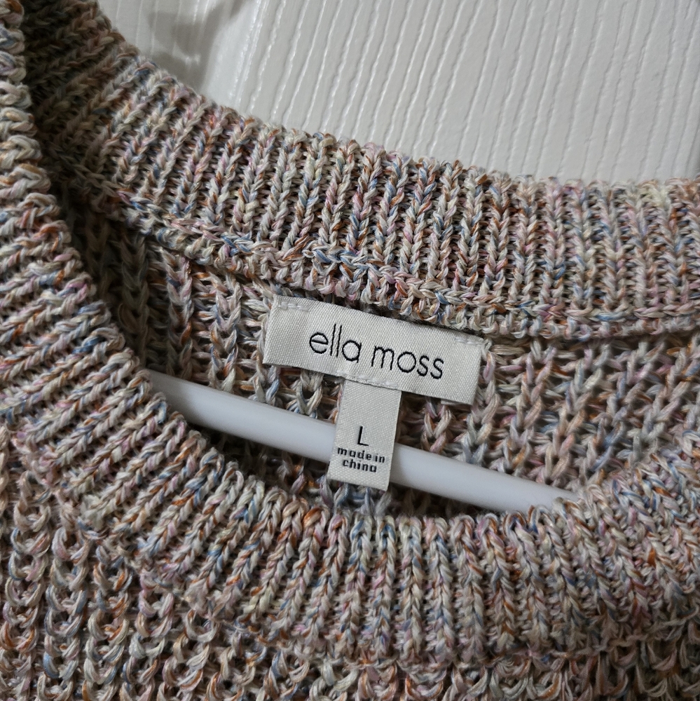 NWOT Ella Moss Cable Knit Sweater Tank Top/Vest, Tunic Length, Beige/Multicolor. - Picture 10 of 11